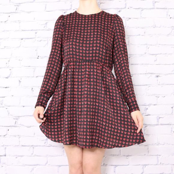 Zara heart long puff sleeve black dress c1 - Picture 3 of 9